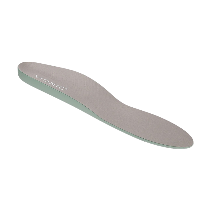 Gray shoe insole with 'Vionic' branding.
