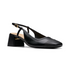 Women's Clarks Nyta45 Pump in black leather with 45mm block heel and slingback strap, perfect for work or casual wear.