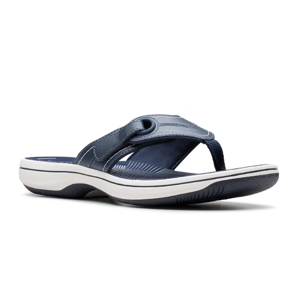 Navy Clarks Breeze Reyna thong sandal.