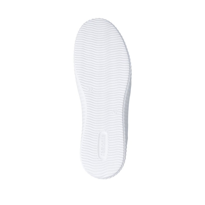 White wave treaded outsole with Remonte logo stamped on heel.