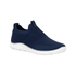 Navy knit slip-on shoe with black Remonte logo'd footbed and white outsole.