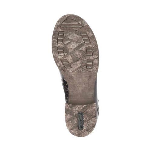 Outsole with textured tread and green Remonte logo on heel.