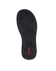 Black outsole with wave tread pattern and red Rieker logo on heel.