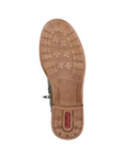 Tan rubber outsole with light tread and red Rieker logo on heel.