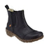 Women's El Naturalista Yggdrasil N158 Chelsea Boot in black leather with side elastic panels and rugged rubber outsole for comfort and style.