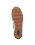 Brown rubber treaded outsole with green Remonte logo on heel.