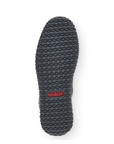 Diamond tread pattern on boot outsole with red Rieker logo in middle.