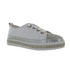 White leather sneaker with silver rhinestones covering the toe and midsole, white laces and a white platform outsole attached with large white stitching.