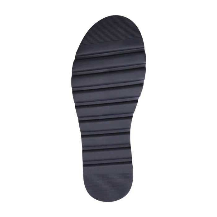 Navy line treaded outsole.