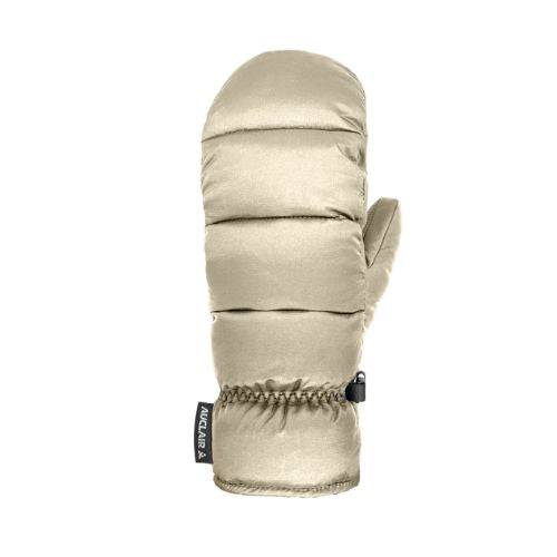 Women's Auclair Kayla Winter Mittens in beige with quilted shell and faux fur lining, designed for warmth and style in cold weather.