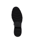 Black geometric treaded outsole with Remonte logo in middle.