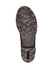 Greyish brown light treaded outsole with green Remonte logo on heel.