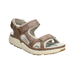 Brown walking sandal with slight shimmer, white lining, Allrounder logo'd grey footbed and white cushioned outsole.