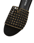 Toe of Black sandal with gold embellishments