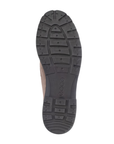 Black treaded outsole with Ecco logo stamped in middle.