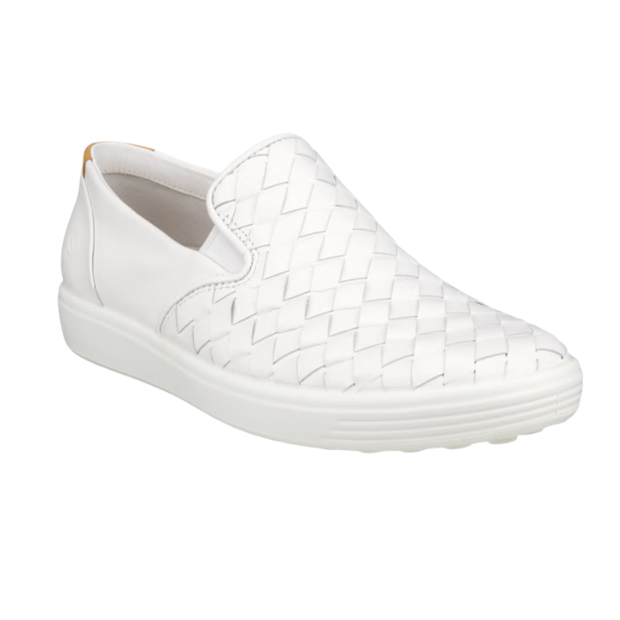 White woven slip-on shoe.