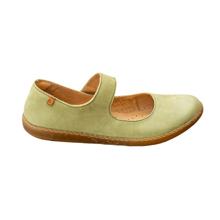 Light green Mary-Jane with thin brown outsole