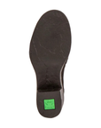 Black rubber outsole with El Naturalista frog logo on block heel.