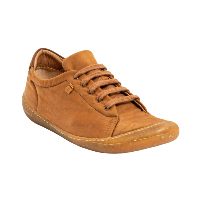 Brown nylon sneaker with brown accents, brown laces and brown textured outsole.
