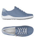 Pair of blue Lace-up sneaker with side zipper, accent stitching, grey Remonte logo'd footbed and white midsole.