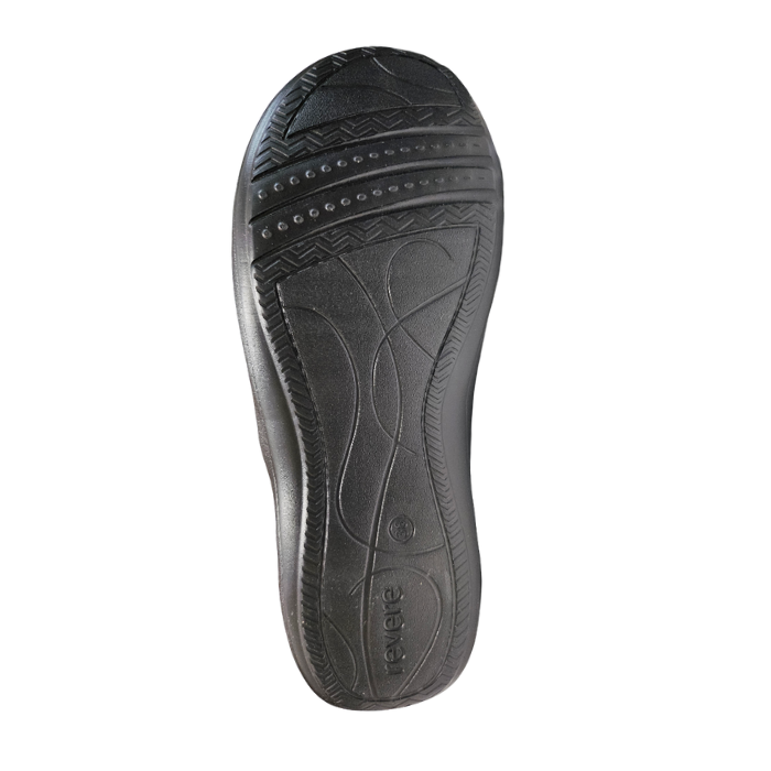 Black light treaded outsole with Revere logo on heel.