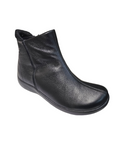 Black leather ankle boot.