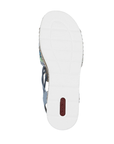 White light treaded wedge outsole with red Rieker logo on heel.