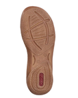 Brown light treaded outsole with red Rieker logo stamped on heel.