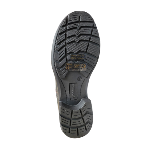 Black light treaded outsole with Romika logo in middle.