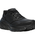 All black athletic shoe with thick outsole.