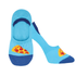 Blue sock liners with dark blue accents and slice of pizza on foot.