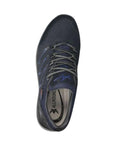 Navy blue lace up sneaker with Allrounder branding on grey insole.