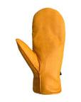 Inside view of Auclair's Kiva Moc fingermits in yellow leather.