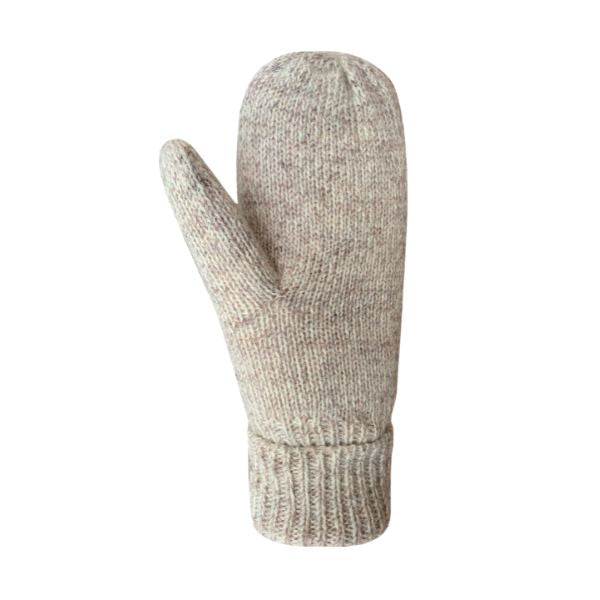Palm of an Auclair a wool mitten with a knit cuff. 