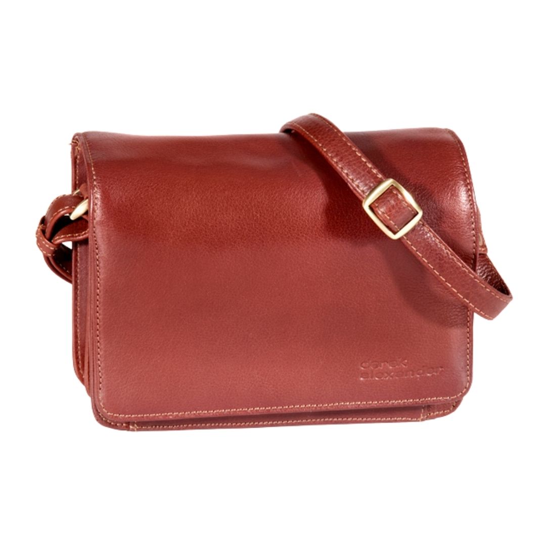 3/4 flap organizer bag in whiskey. 