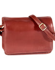 3/4 flap organizer bag in whiskey. 