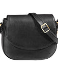 Saddle bag by Derek Alexander in black leather with an adjustable shoulder strap
