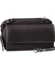 Women's Derek Alexander Full Zip Organizer Bag in black leather with adjustable strap, perfect for secure and stylish travel organization.