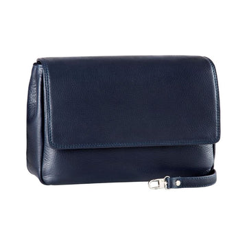 Small size Derek Alexander handbag in a Navy clutch form with adjustable shoulder strap