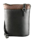Black and bronze bucket bag by Derek Alexander with an adjustable shoulder strap