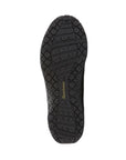 Black outsole with traction. The Dunham logo is in brown on the center of the black outsole.