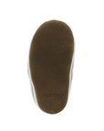 Brown suede leather outsole with Robeez logo on heel.