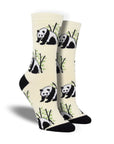White  socks featuring panda bears by bamboo stacks