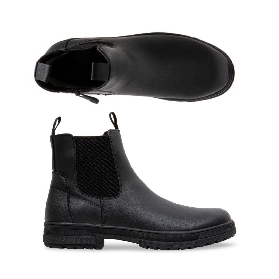 Top and side view of the Blondo Davin leather chelsea boot.