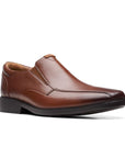 Brown leather bicycle toe slip-on shoe with black outsole.