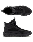 Top and side view of black ecco lace up boot with heel pull tab