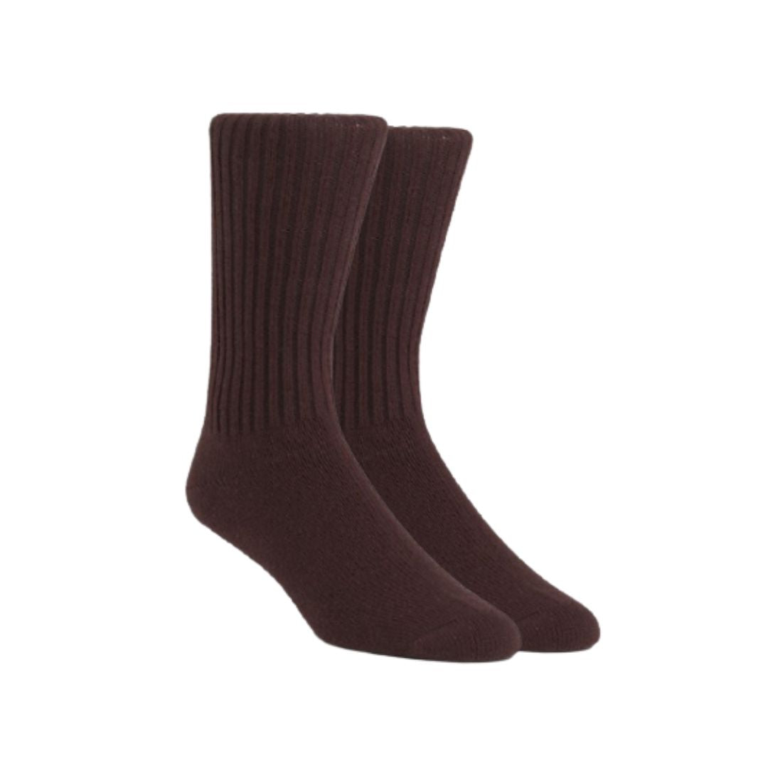 Pair of brown cotton crew socks