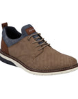 Brown slip-on sneakers with elastic laceas and heel pull tab.
