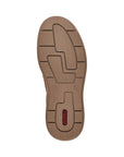 Brown outsole with red Rieker logo in heel.