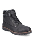 Men's black leather ankle boot with laces.